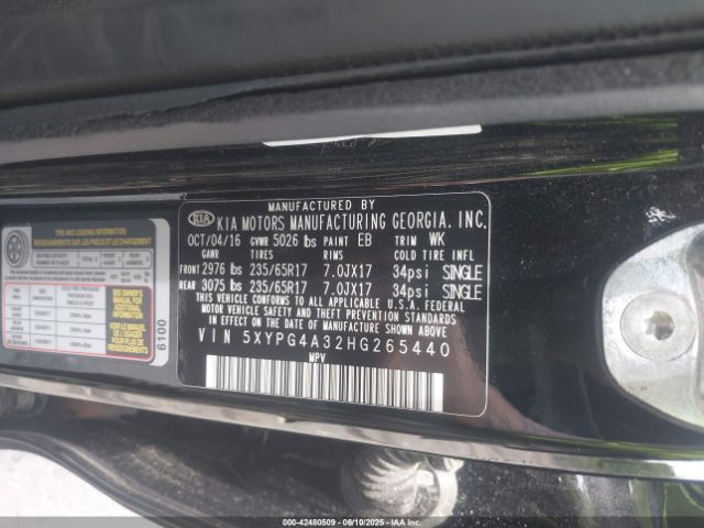 5XYPG4A32HG265440 KIA Sorento 2.4l L