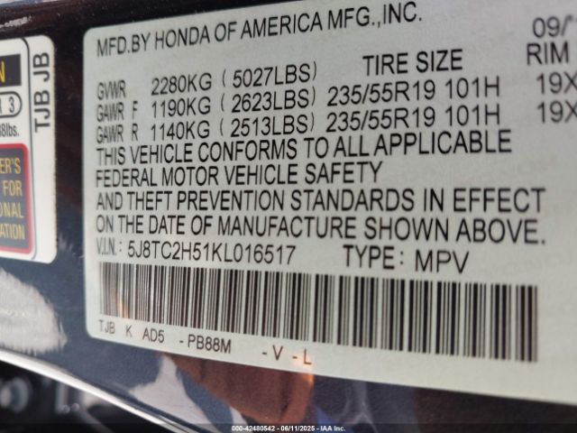 2019 ACURA RDX 5J8TC2H51KL016517 Photo 8