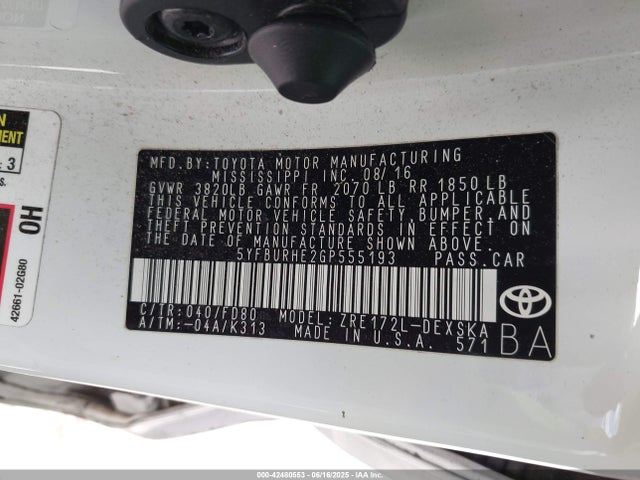 Toyota 2zr-fe 2016 5YFBURHE2GP555193 Image 9