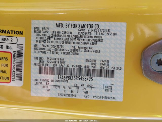 2024 FORD MUSTANG 1FA6P8CF5R5423795 Photo 8