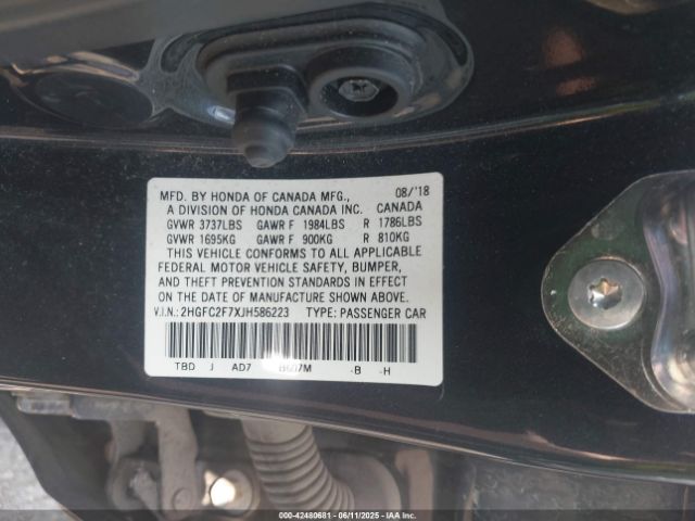 2018 HONDA CIVIC 2HGFC2F7XJH586223 Photo 8