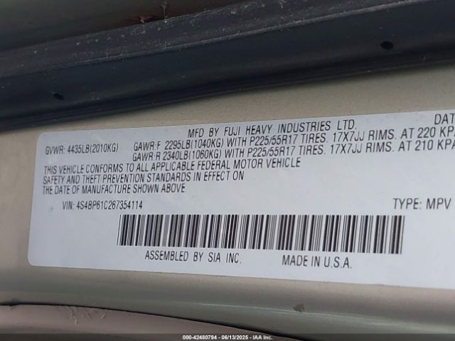 2006 SUBARU OUTBACK 4S4BP61C267354114 Photo 8