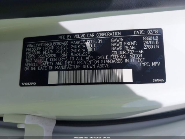 2018 VOLVO XC60 LYV102RK8JB082486 Photo 8