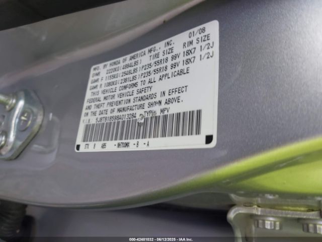 2008 ACURA RDX 5J8TB18598A013284 Photo 8