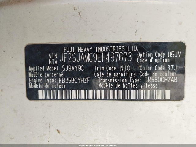 Subaru 2.5na u5 2014 JF2SJAMC9EH497673 Image 9