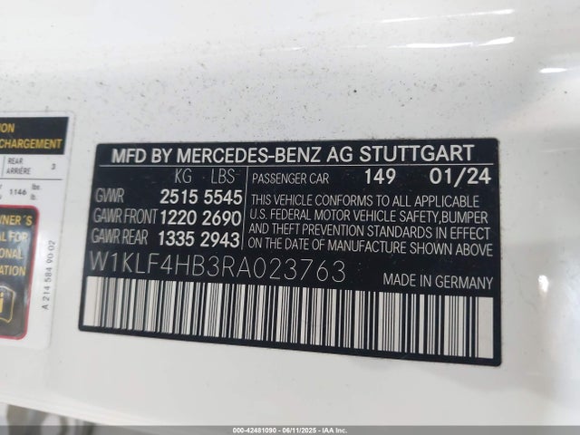 W1KLF4HB3RA023763 Mercedes-Benz m254