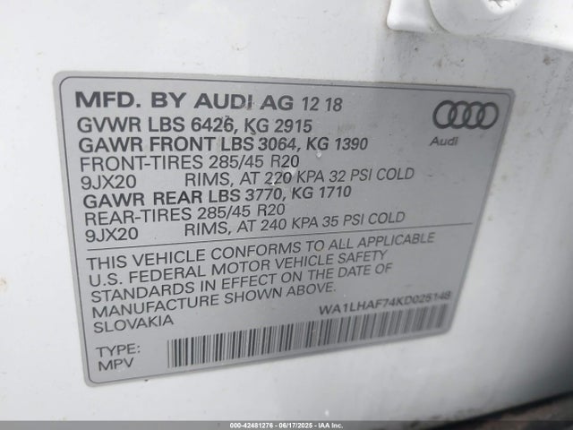 2019 AUDI Q7 WA1LHAF74KD025148 Photo 8