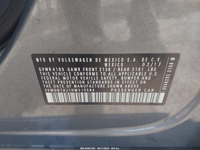 3VWDB7AJ1HM315584 Volkswagen 1.4 tsi