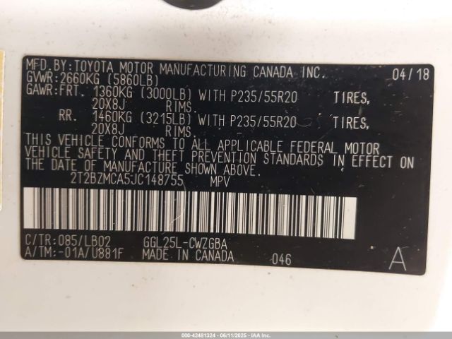 2018 LEXUS RX 350 2T2BZMCA5JC148755 Photo 8