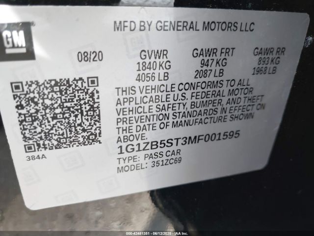 2021 CHEVROLET MALIBU 1G1ZB5ST3MF001595 Photo 8