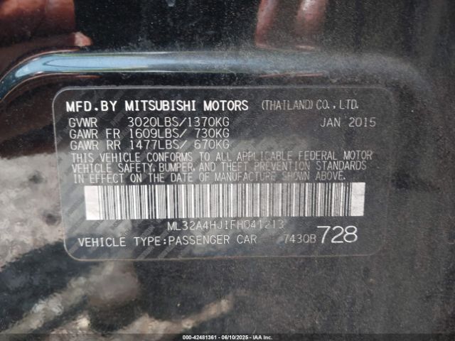 ML32A4HJ1FH041213 Mitsubishi Mirage Es/rf
