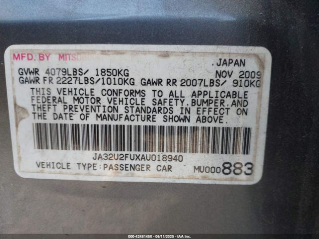 2010 MITSUBISHI LANCER JA32U2FUXAU018940 Photo 8
