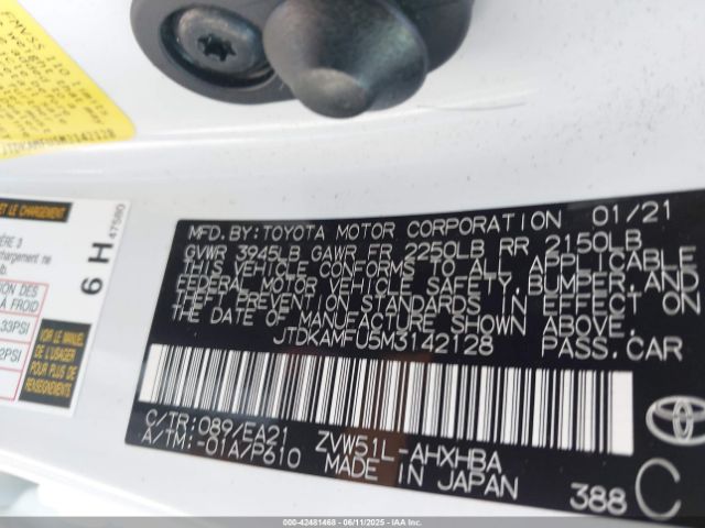 JTDKAMFU5M3142128 Toyota 2zr-fxe,1nm