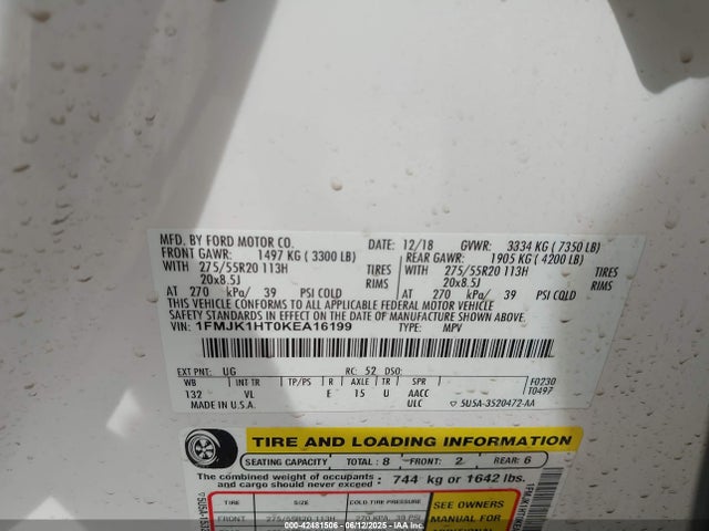 1FMJK1HT0KEA16199 Ford 3.5l gtdi