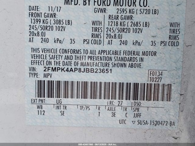 2018 FORD EDGE 2FMPK4AP8JBB23651 Photo 8
