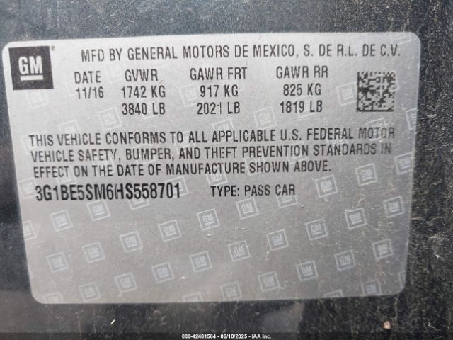 2017 CHEVROLET CRUZE 3G1BE5SM6HS558701 Photo 8