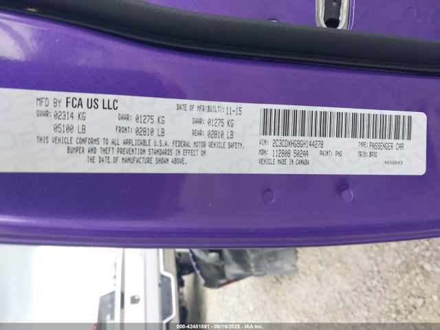 2C3CDXHG9GH144278 Dodge 2016