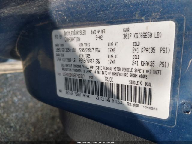 2002 DODGE RAM 1500 1D7HA18N32S706317 Photo 8