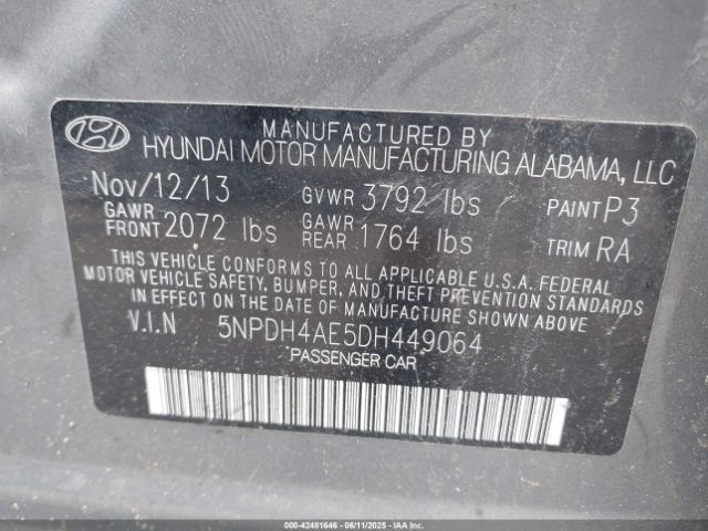 2013 HYUNDAI ELANTRA 5NPDH4AE5DH449064 Photo 8