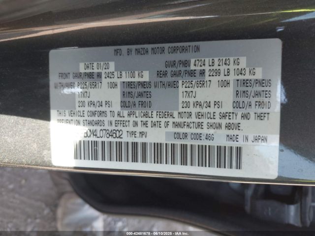 JM3KFBCM4L0784602 Mazda Cx-5 Touring
