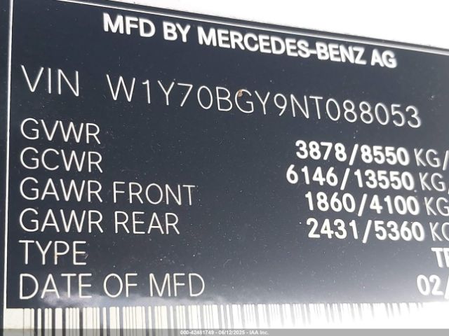 W1Y70BGY9NT088053 Mercedes-Benz Sprinter 1500 Standard Roof I4
