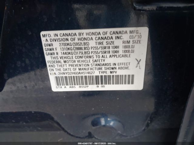 2010 ACURA MDX 2HNYD2H60AH514627 Photo 8