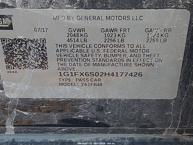 1G1FX6S02H4177426 Chevrolet 2017