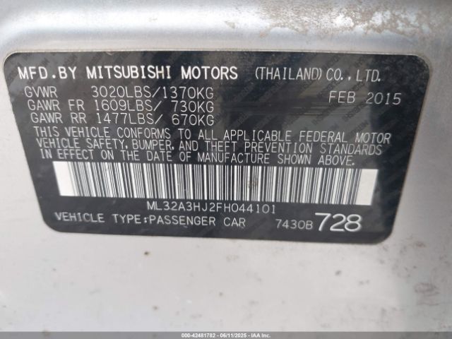 2015 MITSUBISHI MIRAGE ML32A3HJ2FH044101 Photo 8