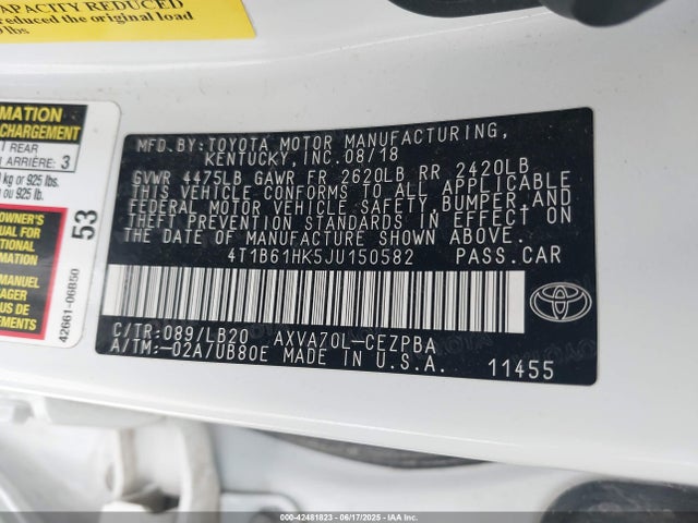 4T1B61HK5JU150582 Toyota a25a-fks