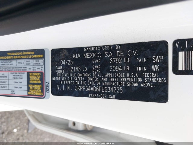 3KPF54AD6PE634225 KIA mpi nu