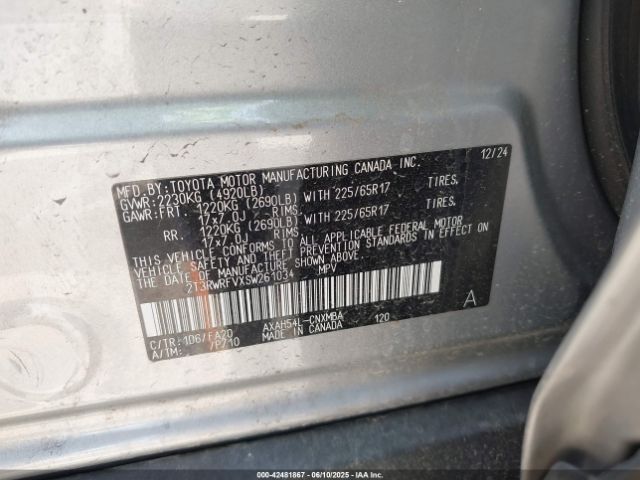 2T3RWRFVXSW261034 Toyota Rav4 Hybrid Xle