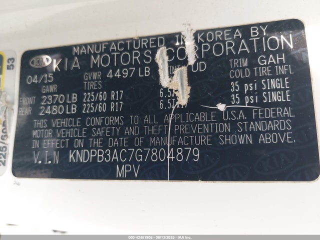 KNDPB3AC7G7804879 KIA Sportage Lx