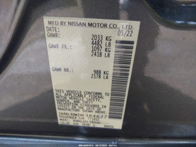 2022 NISSAN ALTIMA 1N4BL4DW2NN384627 Photo 8