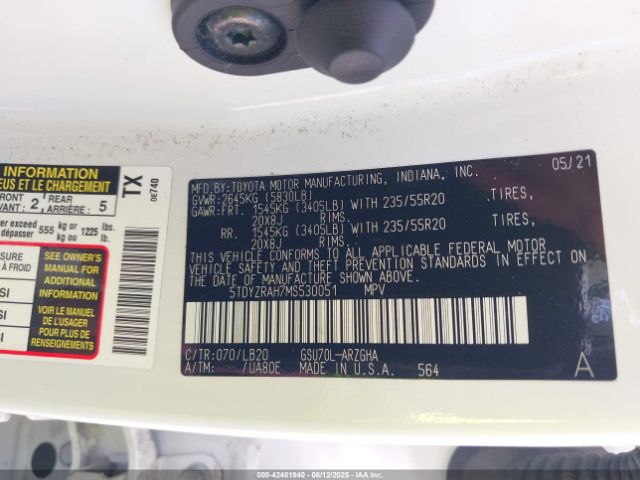 2021 TOYOTA HIGHLANDER 5TDYZRAH7MS530051 Photo 8