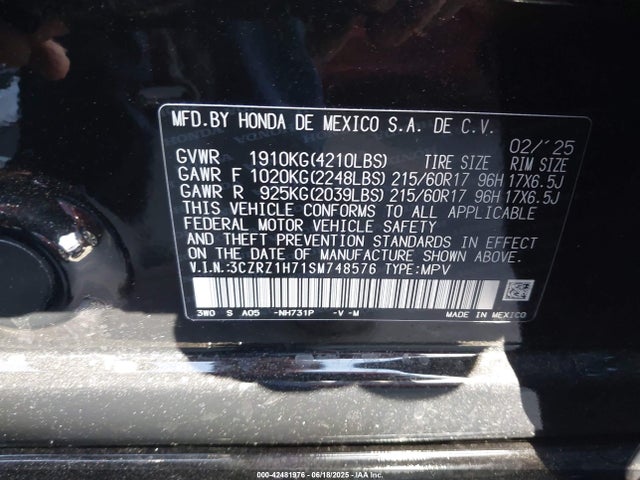 3CZRZ1H71SM748576 Honda k20z5