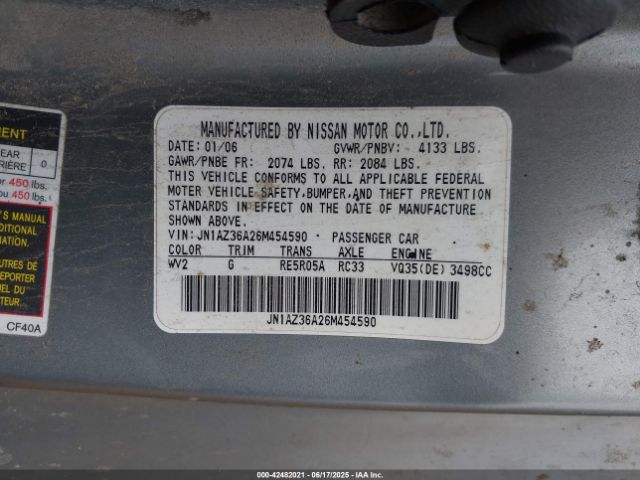 2006 NISSAN 350Z JN1AZ36A26M454590 Photo 8