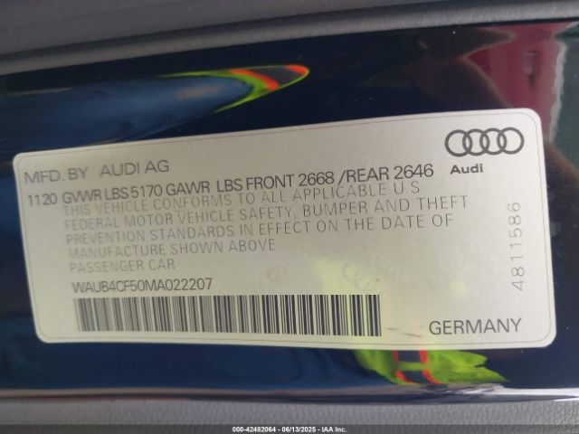 2021 AUDI S5 SPORTBACK WAUB4CF50MA022207 Photo 8