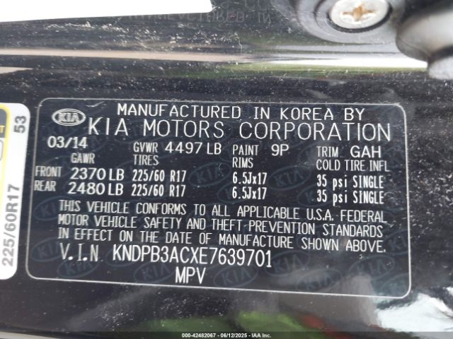 KNDPB3ACXE7639701 KIA Sportage Lx
