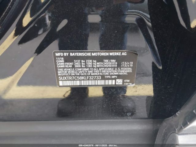 2019 BMW X3 5UXTR7C58KLF32733 Photo 8