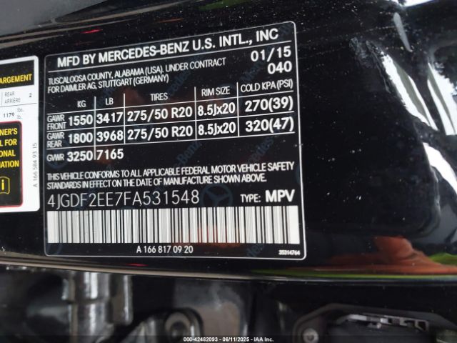 2015 MERCEDES-BENZ GL 350 BLUETEC 4JGDF2EE7FA531548 Photo 8