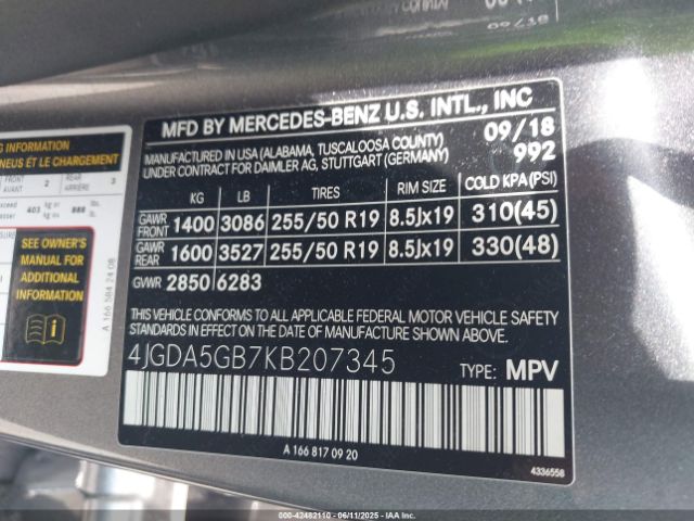 2019 MERCEDES-BENZ GLE 400 4JGDA5GB7KB207345 Photo 8