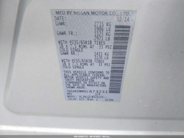 2014 NISSAN PATHFINDER 5N1AR2MM0EC673231 Photo 8