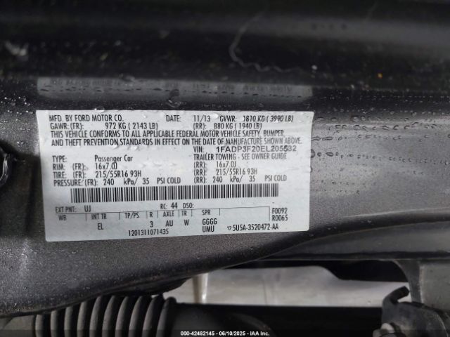 1FADP3F20EL205532 Ford FOCUS SE