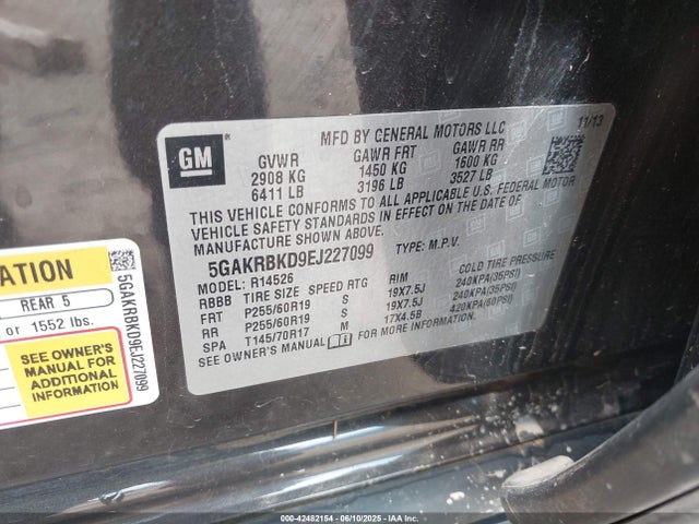 5GAKRBKD9EJ227099 Buick llt