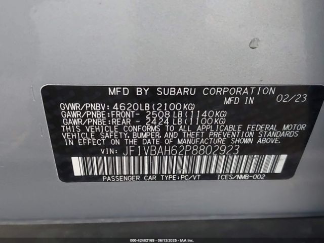2023 SUBARU WRX JF1VBAH62P8802923 Photo 8