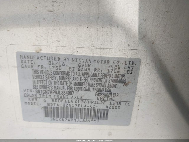 3N1CN7AP9JL884997 Nissan 2018