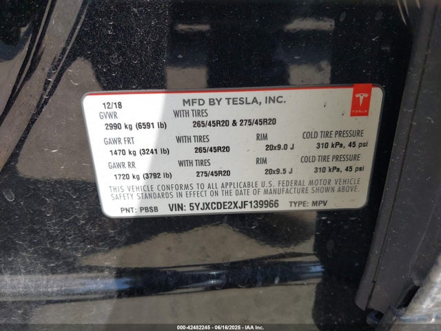 2018 TESLA MODEL X 5YJXCDE2XJF139966 Photo 8