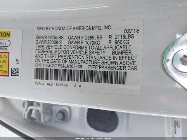 1HGCV1F94JA107639 Honda l15be