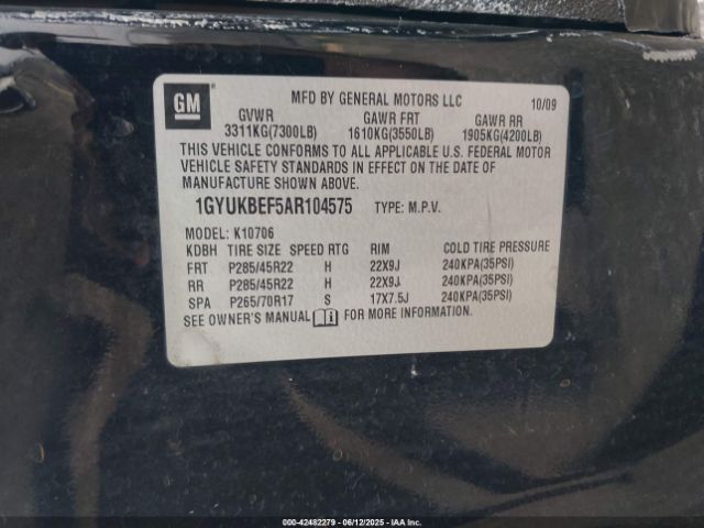 2010 CADILLAC ESCALADE 1GYUKBEF5AR104575 Photo 8