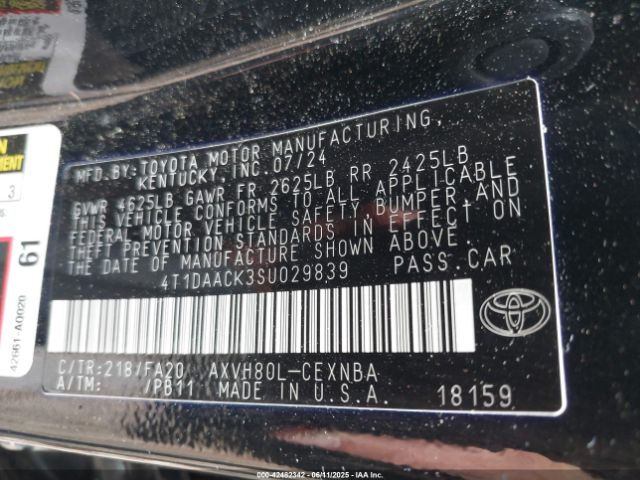 4T1DAACK3SU029839 Toyota CAMRY LE